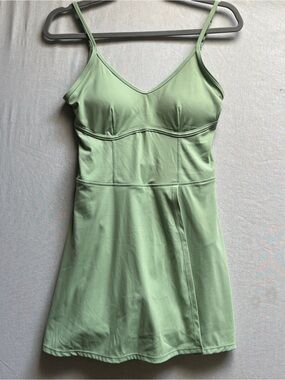 JoyLab Sage Green V-Neck Athletic Tennis Dress Built In Shorts XS